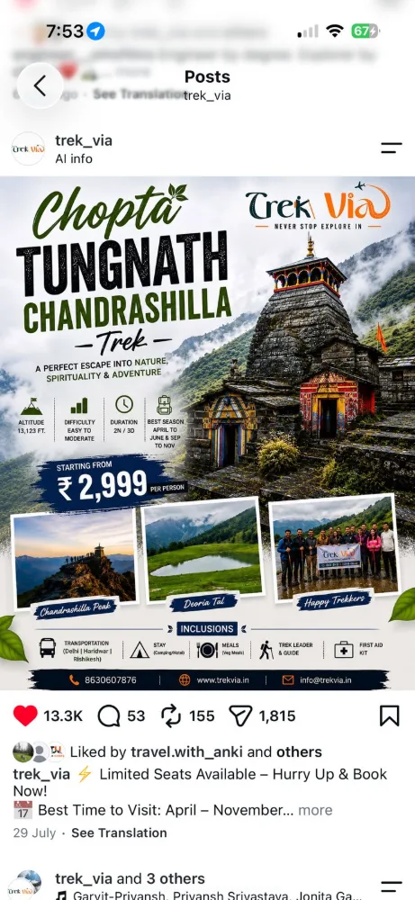 Chopta TUNGNATH CHANDRASHILA Trek
